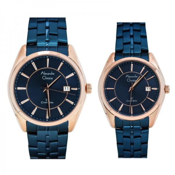 Alexandre Christie AC 8578  Rosegold Blue Couple